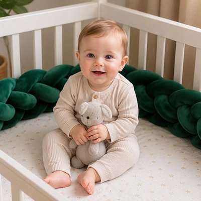 Tresse de lit bébé souriant dans son berceau